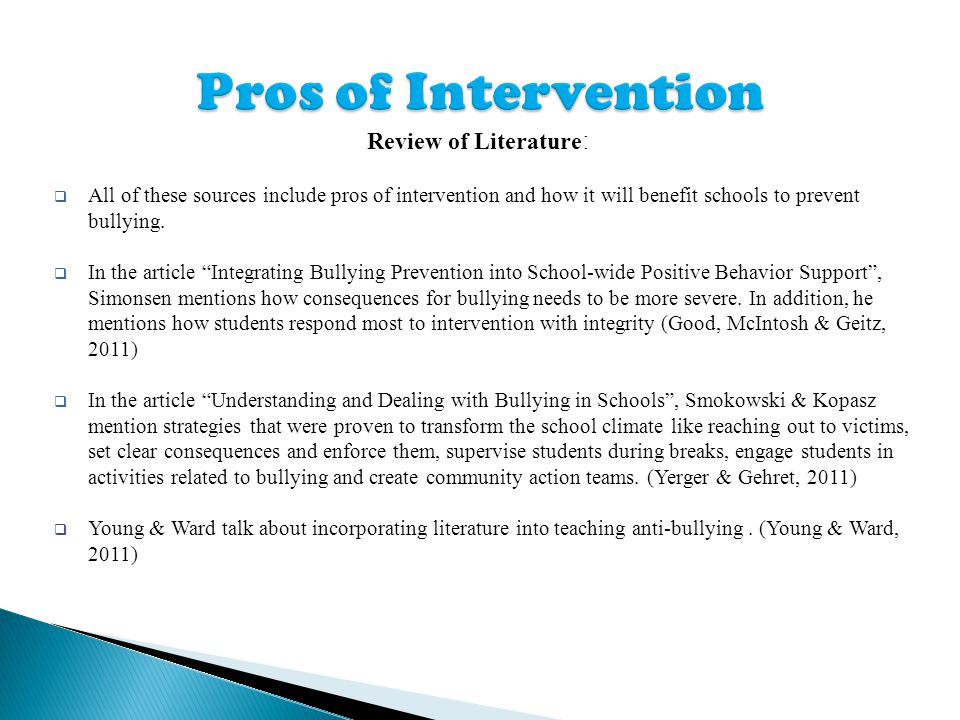 Understanding and preventing bullying literature review